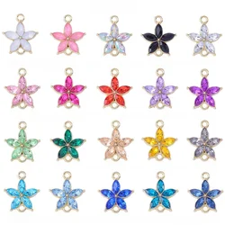 WZNB 20Pcs Crystal Flowers Charms Stars Alloy Pendant Connector for Jewelry Making Handmade Earring Necklace Diy Accessories