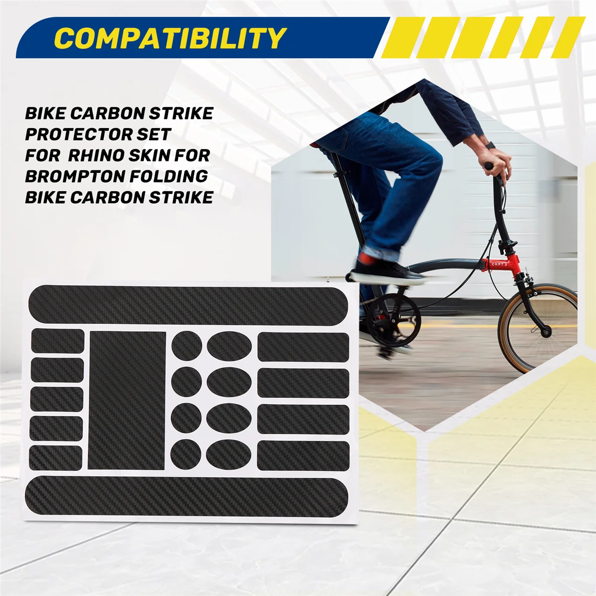 Bike Carbon Strike Protector Set for Brompton Rhino Skin for Brompton Folding Bike Carbon Strike XQ