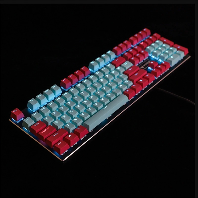 108 Keys Keycaps Two Tone Translucent OEM Height Keyboard Keycap Red Blue