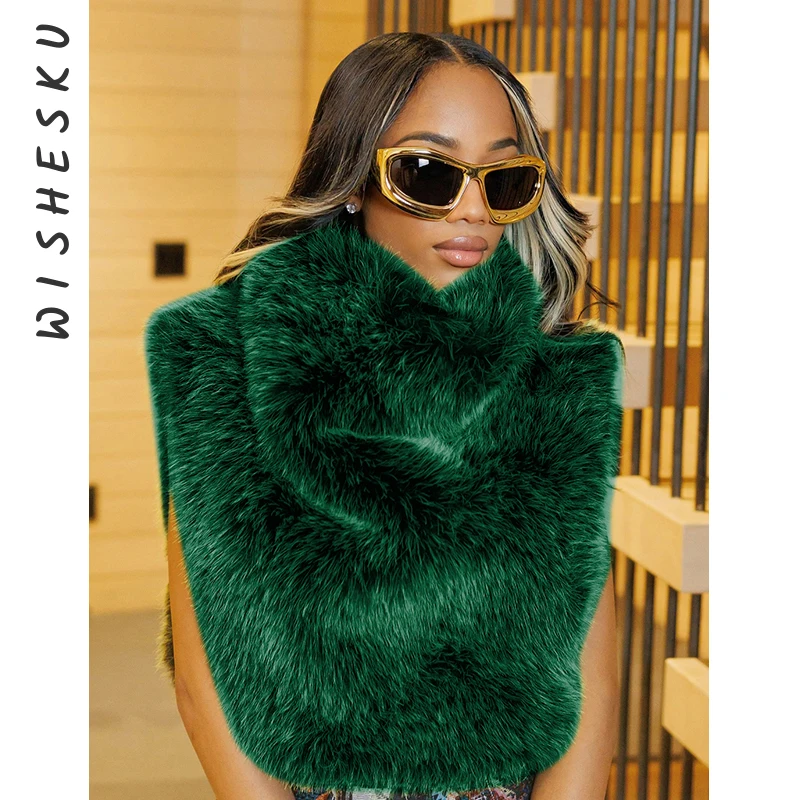 

Сексуальная пушистая водолазка без рукавов, женские теплые повседневные жилеты с вырезами, осень-зима 2022, элегантная одежда в стиле Харадзюку Y2K