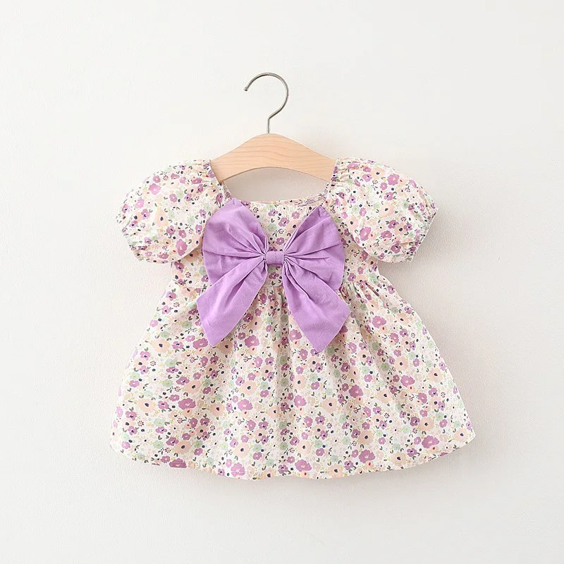 Summer girl baby\'s clothes 1 year baby\'s birthday princess dress costume for toddler girl baby\'s clothing bow floral dress