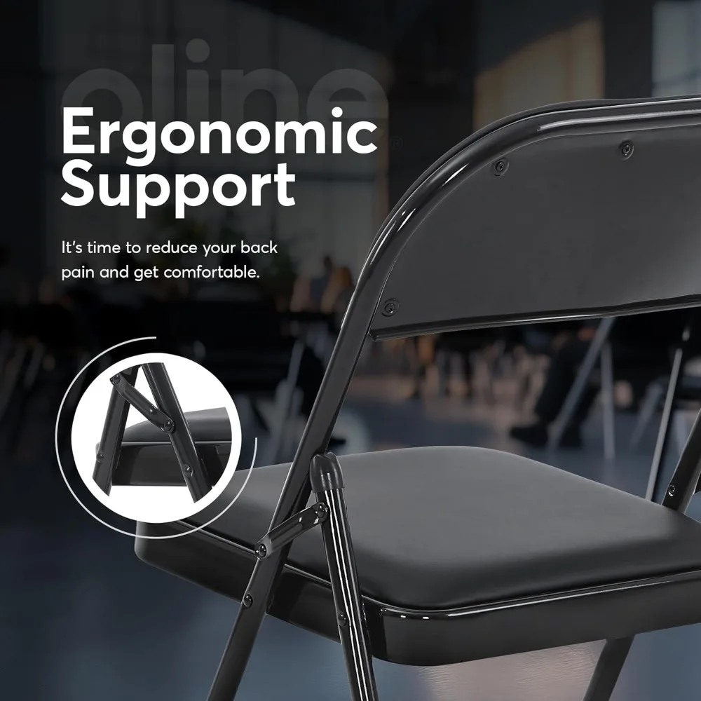 Stackable Padded Vinyl Folding Chairs with Metal Frame for Indoor and Outdoor Use - Durable, Comfortable Guest Seating Options
