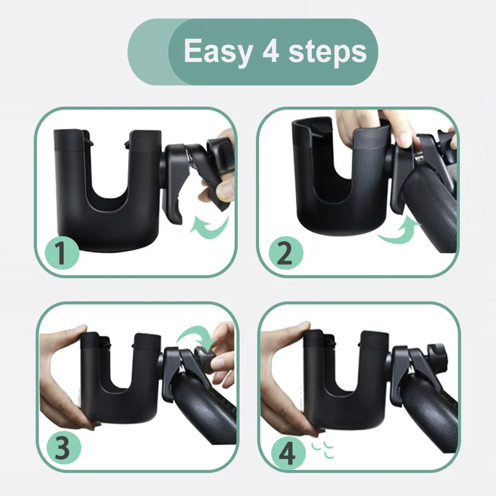 حامل أكواب لعربة الأطفال مع حامل هاتف ثابت ومضاد للانزلاق وحامل هاتف لعربة الأطفال مرفق لـ Uppababy وNuna وDoona 360 °   الدوران