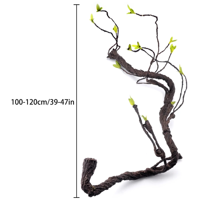 Artificial Reptile Plants for Climbing Lifelike Terrarium Plastic Jungle Bend Branches Vines Amphibian Habitat Ornaments Y5GB