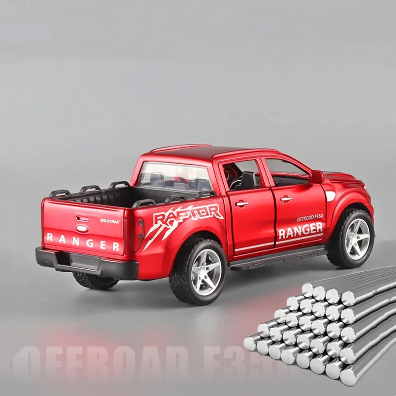 1:32 Ford Raptor F350 Pickup modello di auto in lega pressofuso in metallo fuoristrada modello di auto simulazione suono e luce giocattoli per bambini regalo