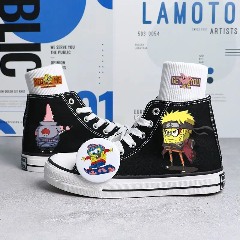 2024 Spring Summer New Sponge Baby Canvas Hand-painted Board Shoes For Male And Female Students Korean High Top women shoes