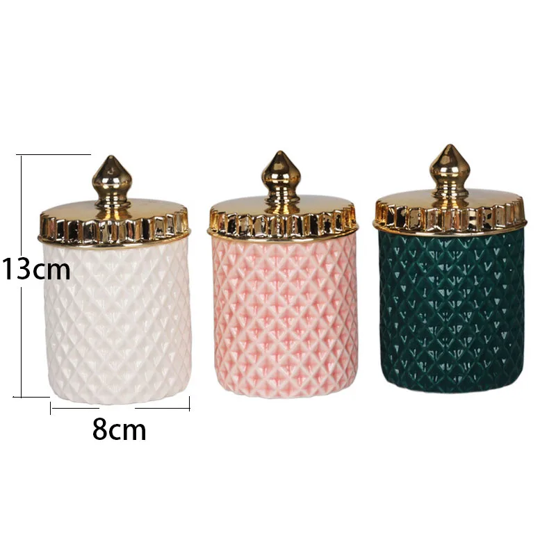 European Ceramic Storage Jar with Lid Court Relief Decorative Desktop Candy Jars Bedroom Jewelry Container Home Decoration