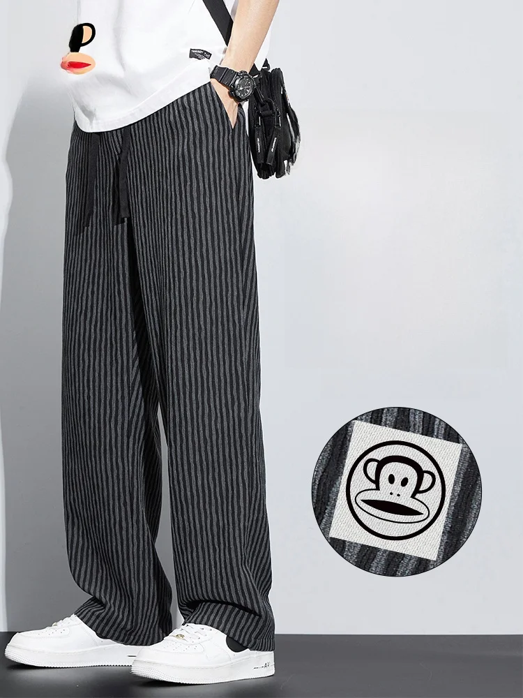 

Мужские повседневные брюки Paul Frank в полоску, свободного кроя, струящиеся, осенние, новые, модные, брендовые, прямые, длинные брюки