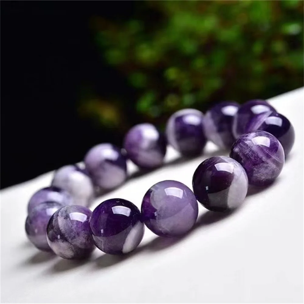 Natural Stone 8-12mm Crystal Amethyst Round Beads Bracelet for Women in Charm Bracelets Onyx Energy Cured Jewelry Beading Gift