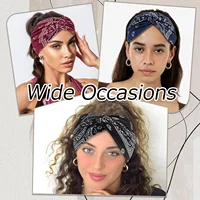 3 Pack Wide Headbands for Women Paisley Twist Hair Bands Stretchy Cross Head Turban Bandana Valentine's Day Non Slip Exercise Hair Wraps Accessories - Image 5