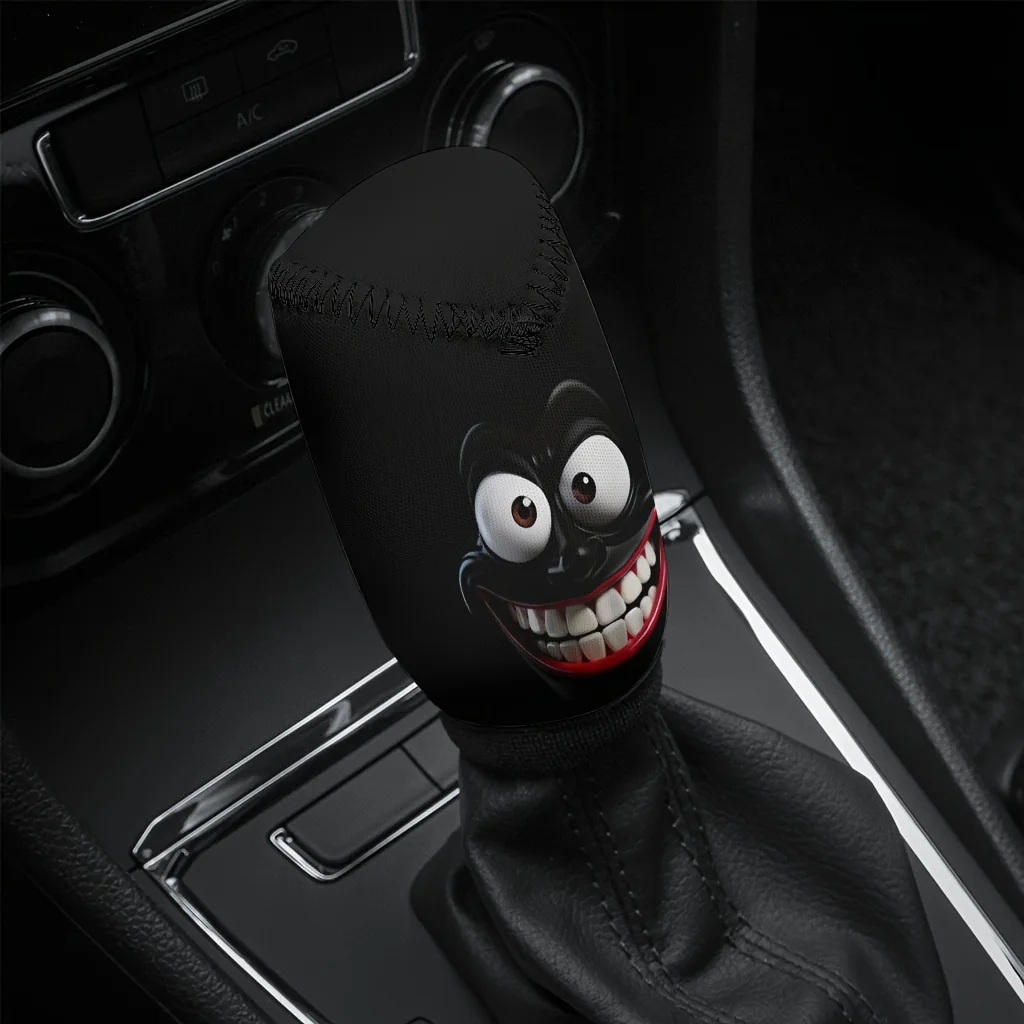 1pc Unique Smiley Face Print Shifter Cover For Car, Universal Fit For Multiple Models, Easy To Clean, Stylish And Fun Decor For