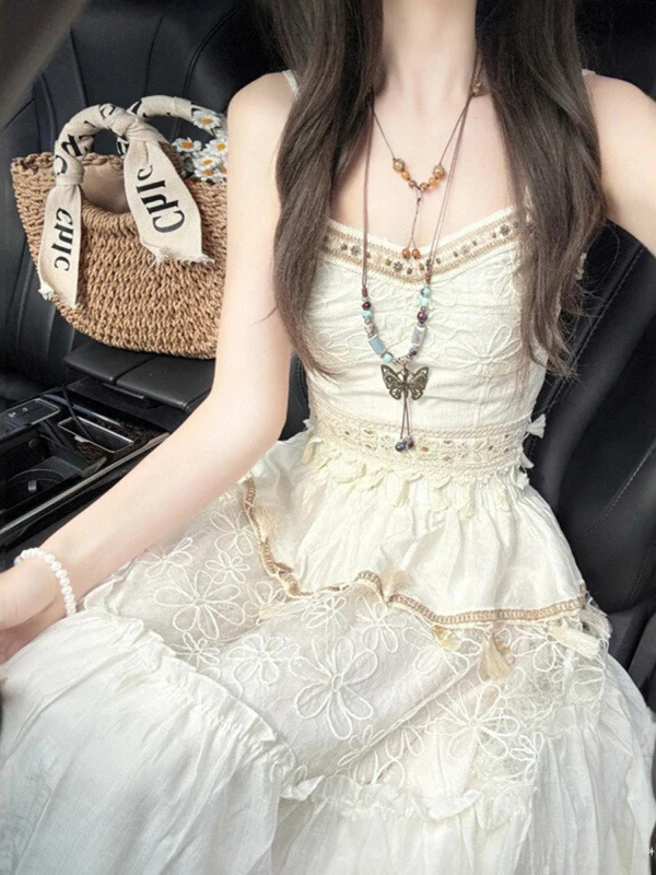 

Unique Beautiful Two-Piece Set Age-Defying Summer Outfit Pure Desire Halter Top Tassel Skirt Ensemble Commute Style Polyester...