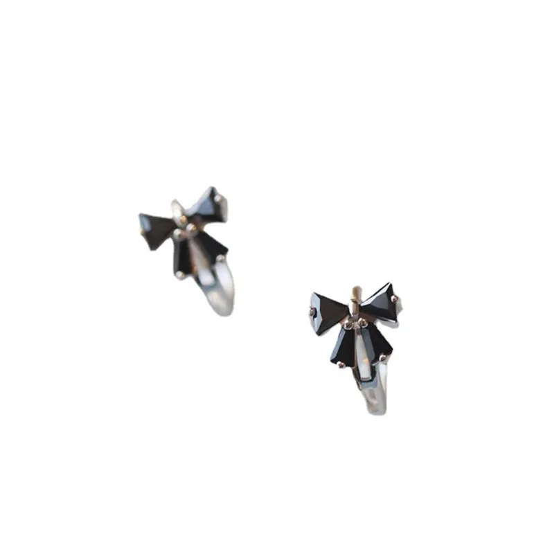 Reeti Real 925 Sterling Zilver Zwart Steen Strik Oorbel Voor Vrouwen Maken Sieraden Cadeau Huwelijksfeest Verloving