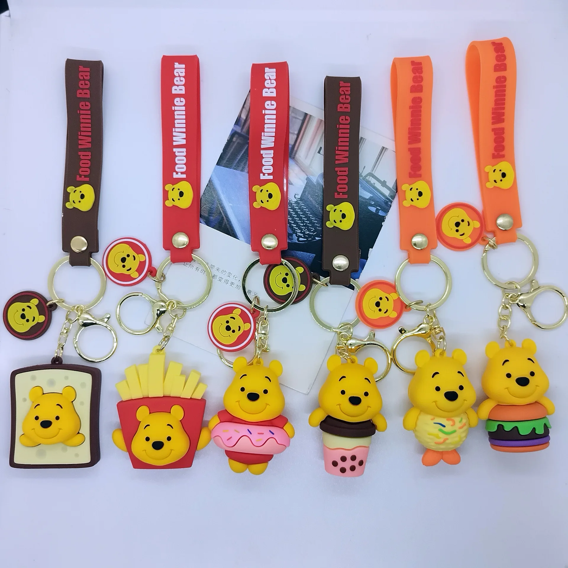 

New Cross-border Creative Cartoon Foodie Winnie The Pooh Keychain Bag Car Keychain Accessories Wholesale Cute Personalized Gifts