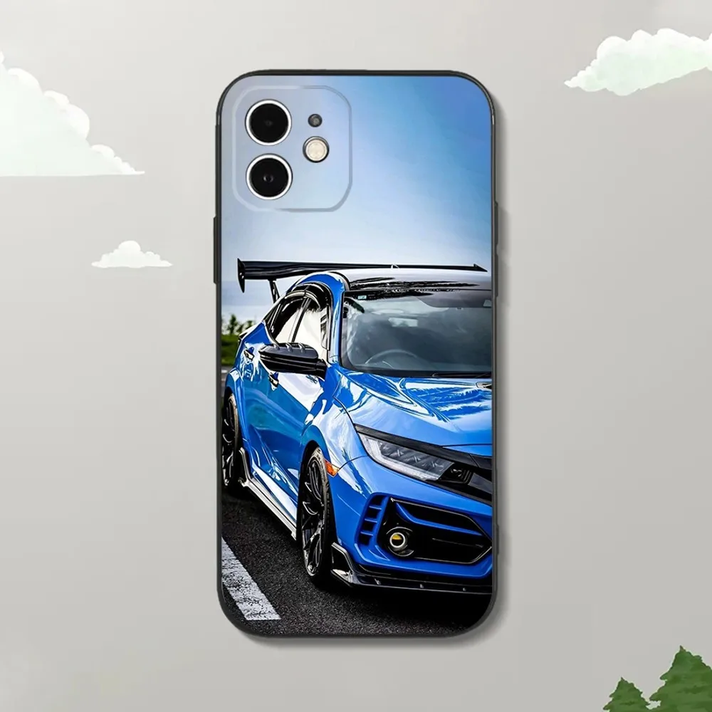 Sport Car T-Type R C-Civic Phone Case For iPhone15,14,13,12 Mini 11 Pro XR,X,XS,MAX 7,8 Plus Silicone Cover Soft Black