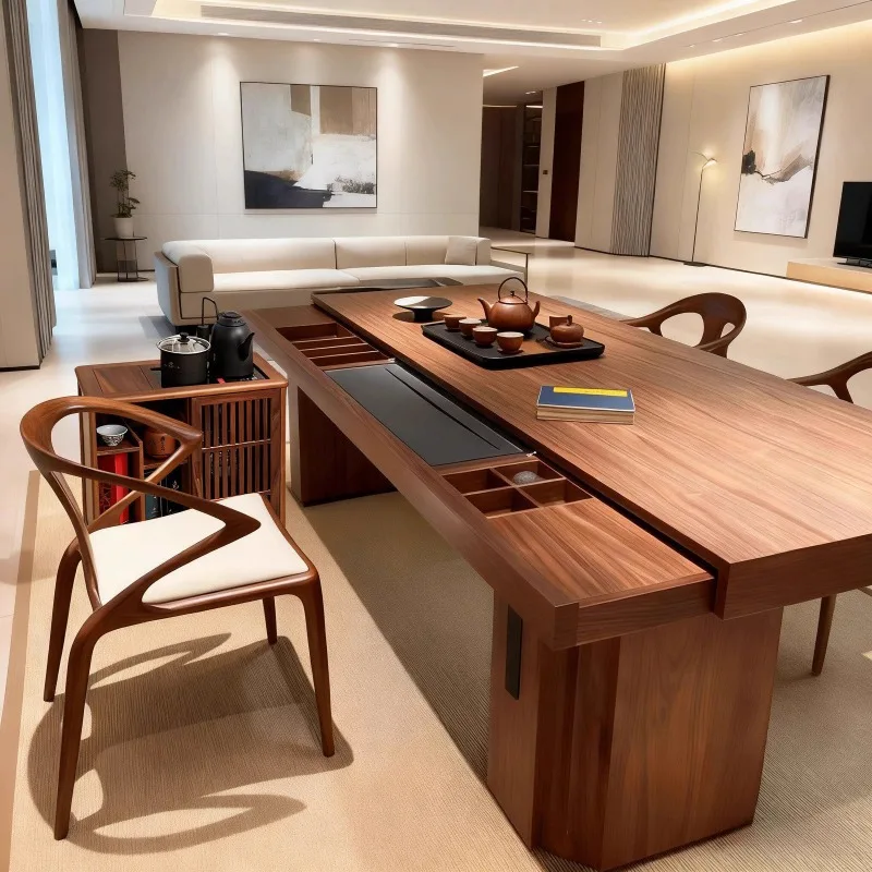 Office  table integrated solid wood desk
