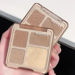 Palette d'ombrage longue durée pour femme, quatre couleurs, outil de maquillage naturel, surligneur intégré stéréoscopique, contour, 256