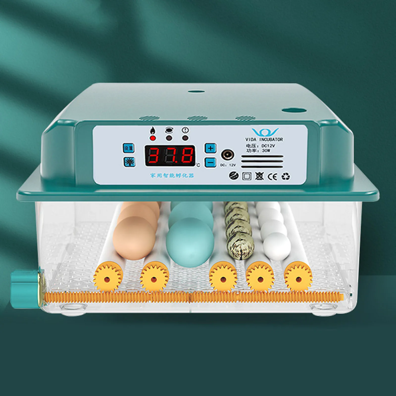 16 Eggs Incubator Fully Automatic Humidity Temperature Control Egg Hatcher for Pigeon Quail Duck Goose Farm Tool