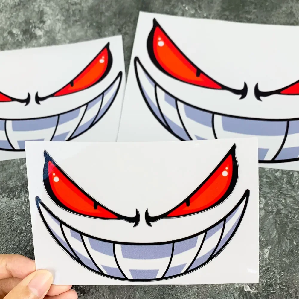 

12x8cm Funny devil smiley face electric motorcycle motorcycle decorative stickers car body glass scratches cover car stickers.