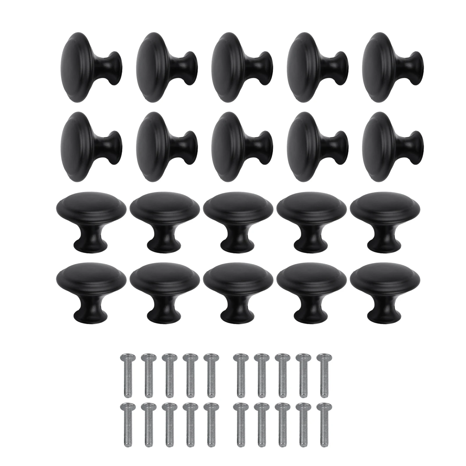 Stylish Metal Black Door Knobs, 20Pcs Cabinet Handles for Drawers and Cabinets, Comfortable Grip, Easy Installation