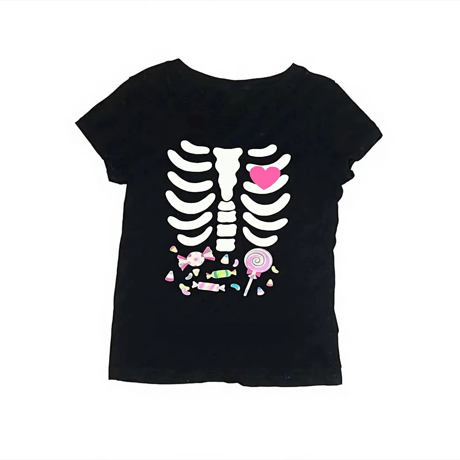 Aesthetic Letter Print T-shirt Graphics Goth Casual Short Sleeve Streetwear Slim Harajuku Y2k Tops 2000s Women Punk Vintage Tee