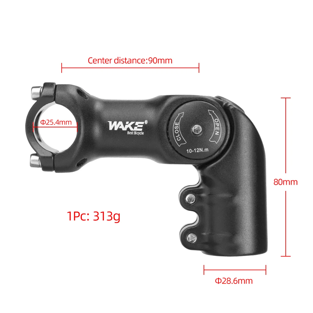 Wake MTB Mountain Bike Adjustable Stem Negative 30 to 60 Degree Bicycle Accessories 25.4mm Aluminum Alloy for MTB BMX Cycling