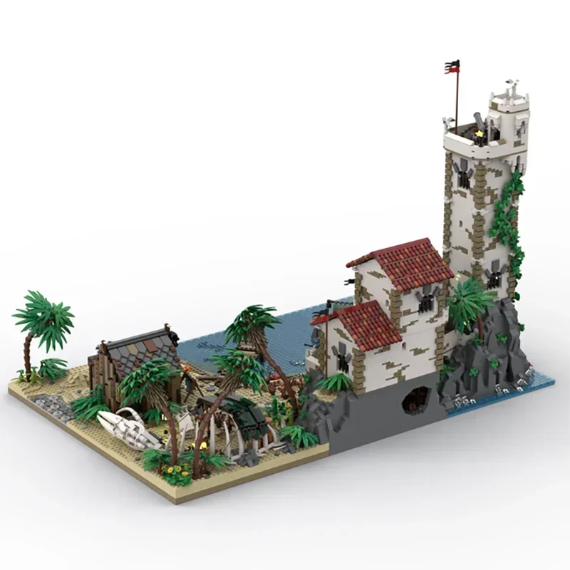Modelo de vista de rua moc blocos de construção barracuda bay pirata modelo tecnologia tijolos diy construção piratas modelo brinquedos presentes