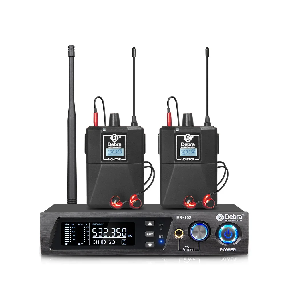 

PRO UHF Wireless In Ear Monitoring System ER-102 Singal Channel UHF Wireless Headphone Earphone Monitor Transmitter Receiver