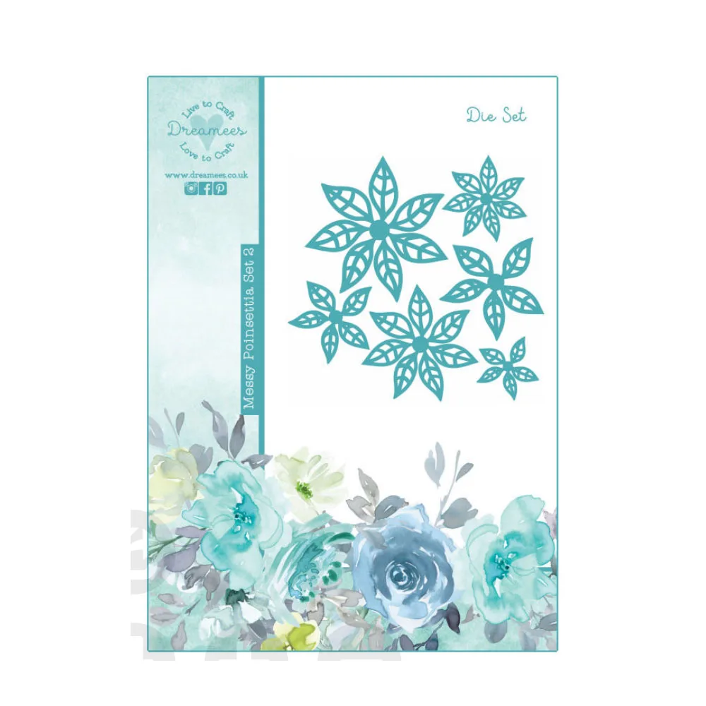 Merry Christmas Poinsettia Set 2 Metal Cutting Dies DIY Scrapbooking Photo Album Decorative Embossing Paper Card Crafts Die