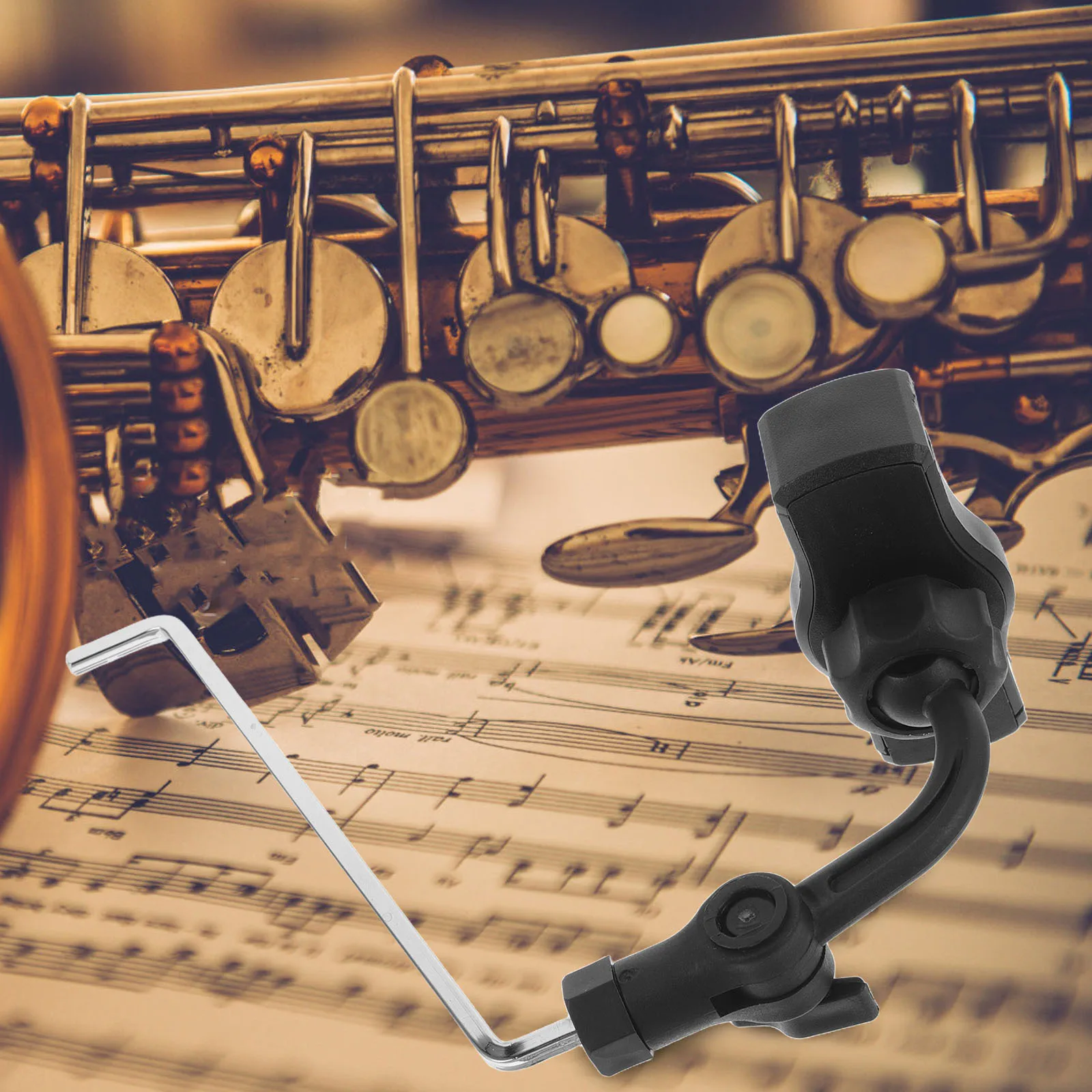 

Black Alto Saxophone Phone Mount Sax Lyre Clip Music Holder Stable Adjustable Angle Suitable for Practice Alto Saxophone Stand