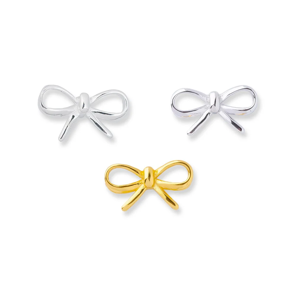 Charms 925 Silver Perforated Bowknot Necklace Pendant Handmade DIY Accessories Charms for Bracelet Plata 925JHA70