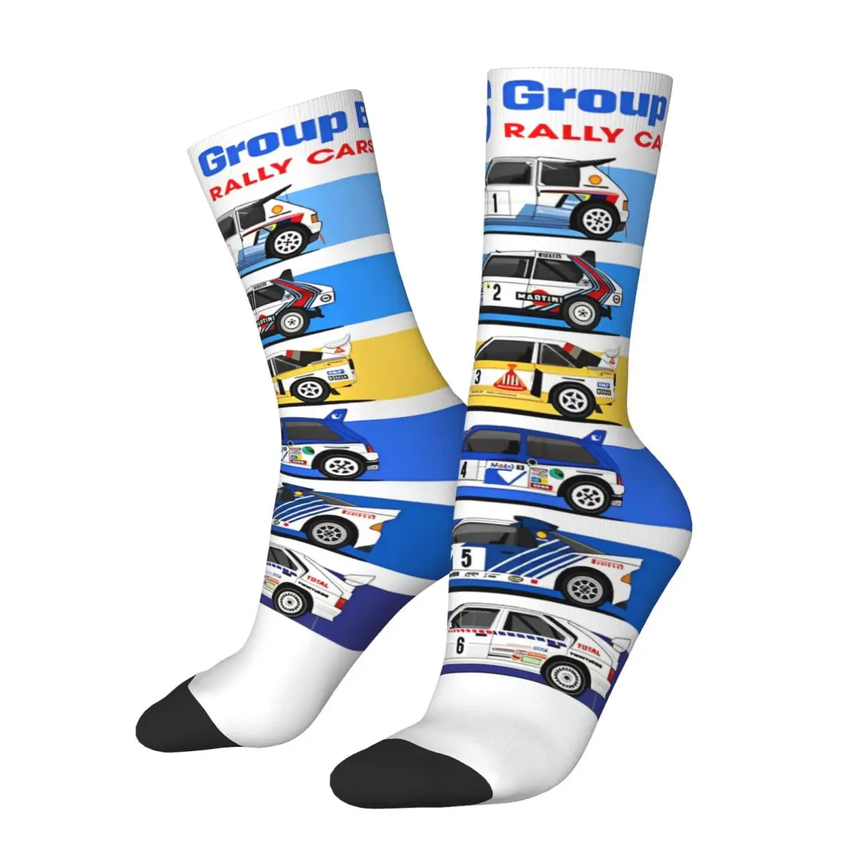 Men Women 1986 Rally Group B Race Socks Soft Sweat Absorbing Rallying Car Racing Lover Socks Fun Middle Tube Socks