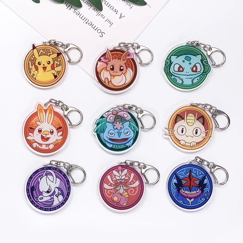 Pokémon Pikachu Gengar Bulbasaur Squirtle Acrylic Car Keychain Accessories Bag Charm Backpack Pendant Key Ring Gifts For Friends