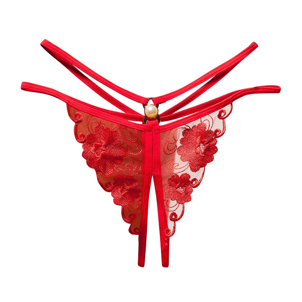 

Sexy Lace Panties Open Briefs Lingerie Women'S Panties Crotch Opening Transparent G-Strings Thongs Solid Bowknot Underwear