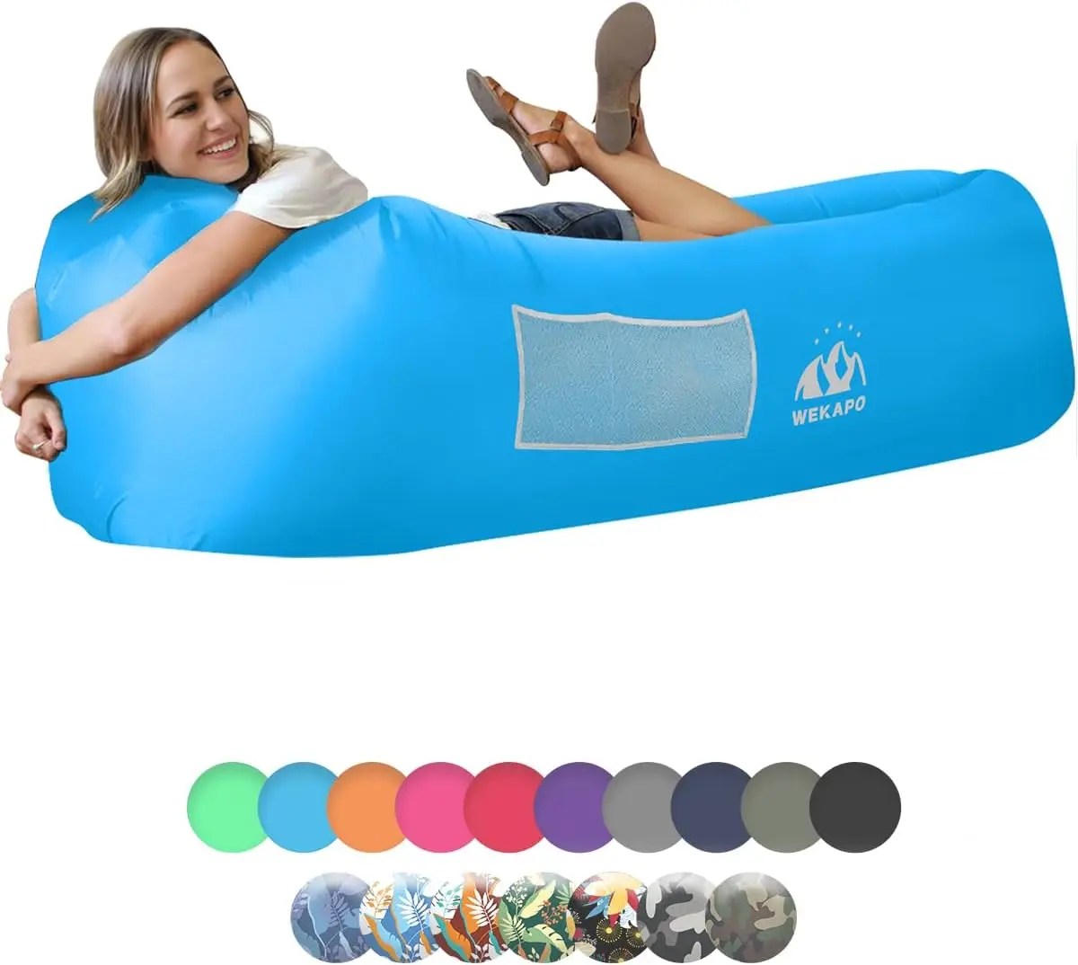 

Inflatable Couch Air Lounger - Portable Blow Up Sofa for Camping, Beach, Hiking & Outdoor Movies. Lightweight and Easy Setup.
