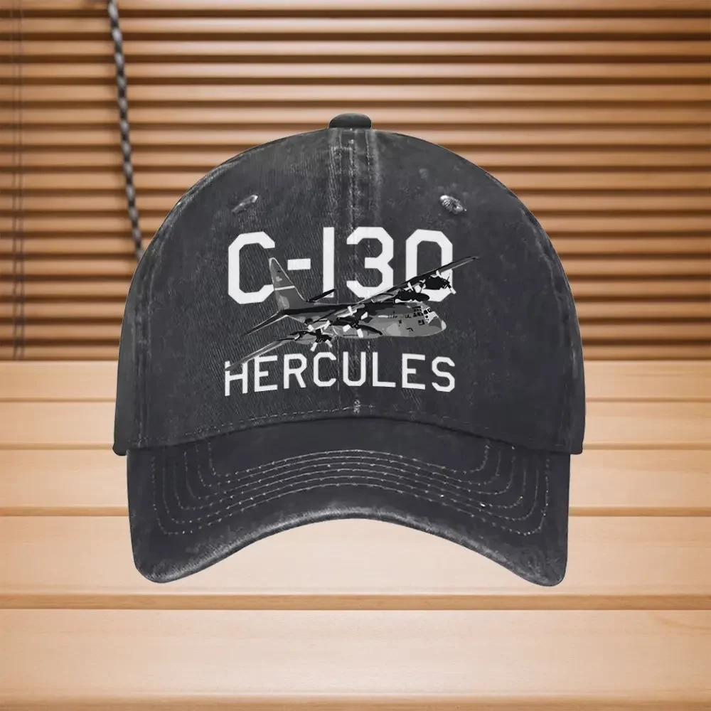 Custom Hat 1pc C-130 Hercules Aircraft Logo Cap - Adjustable Unisex Aviation-Themed Hat with C-130 Plane Print, Iconic Air Force