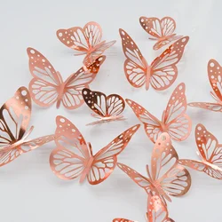Adornos de mariposa 3D de oro rosa, decoración del Día de San Valentín para el hogar, boda romántica, fiesta de cumpleaños, novia para ser nupcial, recuerdo de Ducha