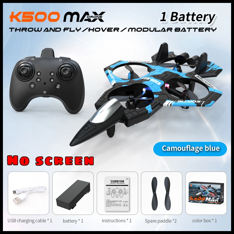 K500 MAX RC Vliegtuig Jager 2.4G Afstandsbediening Stunt Glider 360 °   Rollende vliegtuigjes van EPP-schuim met LED-verlichting voor kinderen