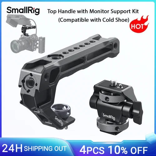Imagen 1 del producto Manija superior SmallRig con kit de soporte para monitor, compatible con zapata fría para cámara DSLR para micrófono, luces de vídeo, monitores-5322