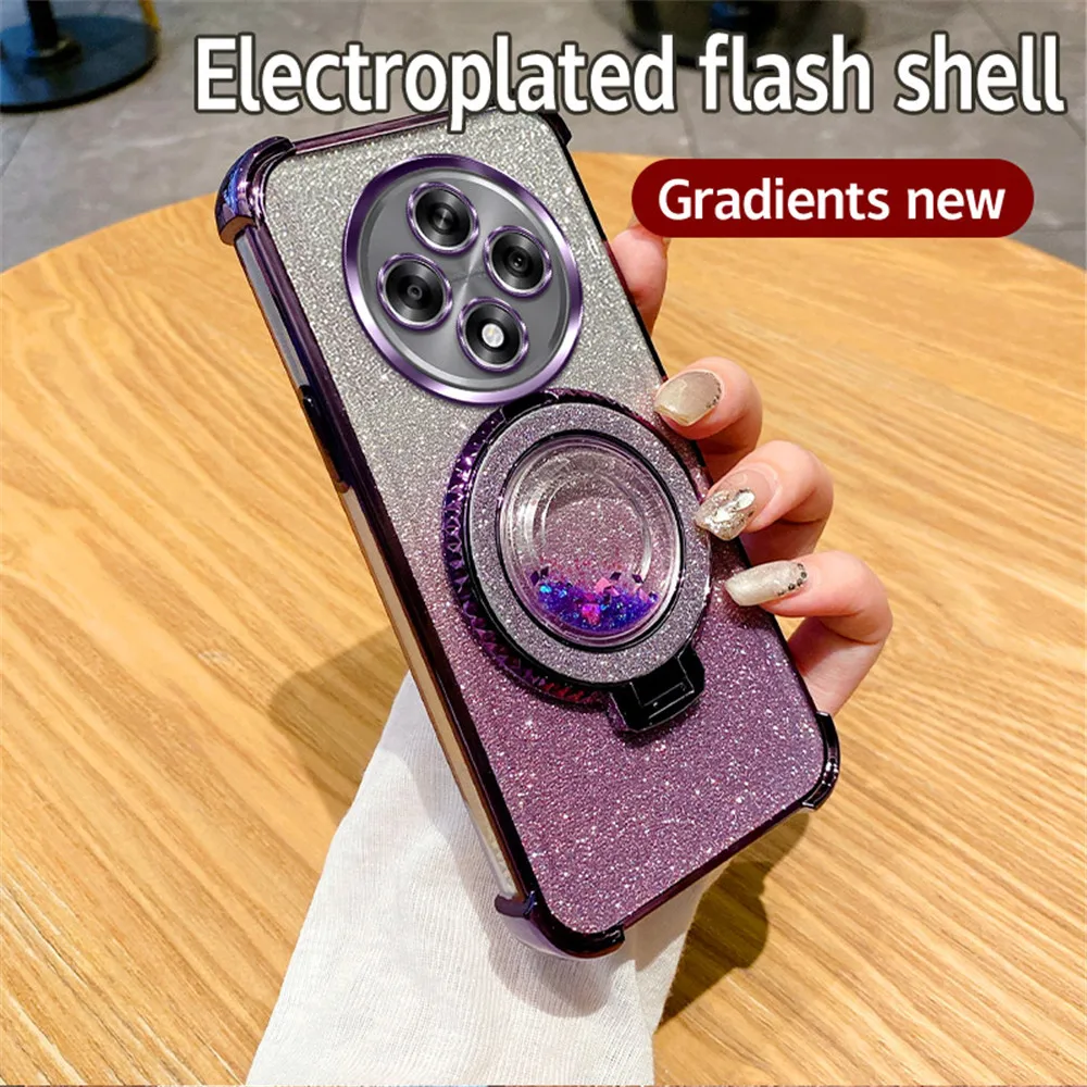 

Чехол для телефона с магнитным кронштейном зыбучего песка для OPPO Reno 11F 5G 12 11 Pro A16 A16S A53S A54S A17 A5 A9 2020, блестящий противоударный чехол