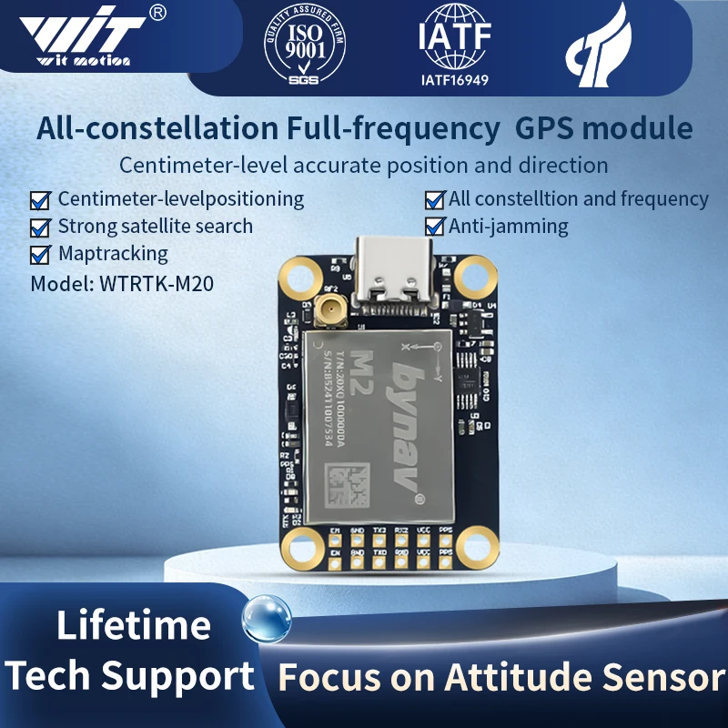 

WITMOTION RTK-M20 UM982 sensor module high precision Anti-Jamming GNSS GPS Receiver full-constellation irst Fix =: ≤30s for Dron