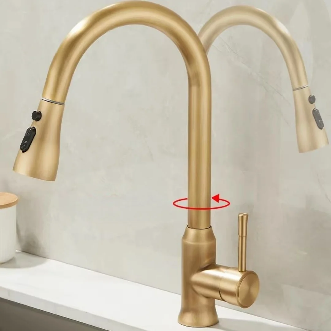 Antique Pull Out Kitchen Faucets Brass Sink Faucets Brass Sink Tap Rotating Spout Mixers Tap Hot Cold Kitchen Tap Water Crane