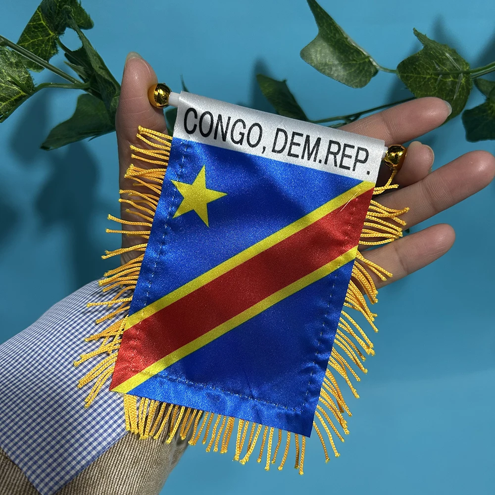 Congo Car Window Flag 8*12cm Polyester Double Side Printed Congo Hanging Pennant Flags Congo Mini Flag