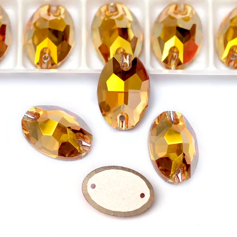 Pubrilex Ovale Aufnähsteine Flache Rückseite Bastel-Strass Nähkristall mit Kantenabschrägung für Kleidung und Accessoires – Detail 8