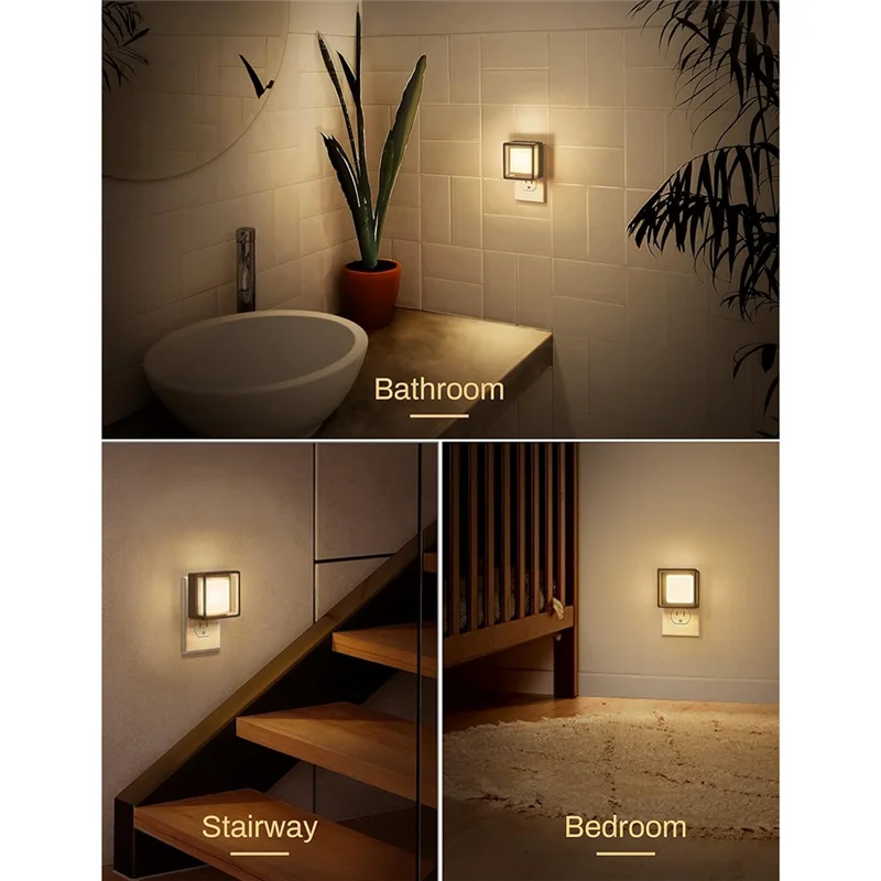 

A93E-Wall-Mounted LED Night Light 2-Pack, Includes Dusk-To-Dawn Sensor,Dimmable Control, Nightlights European Plug