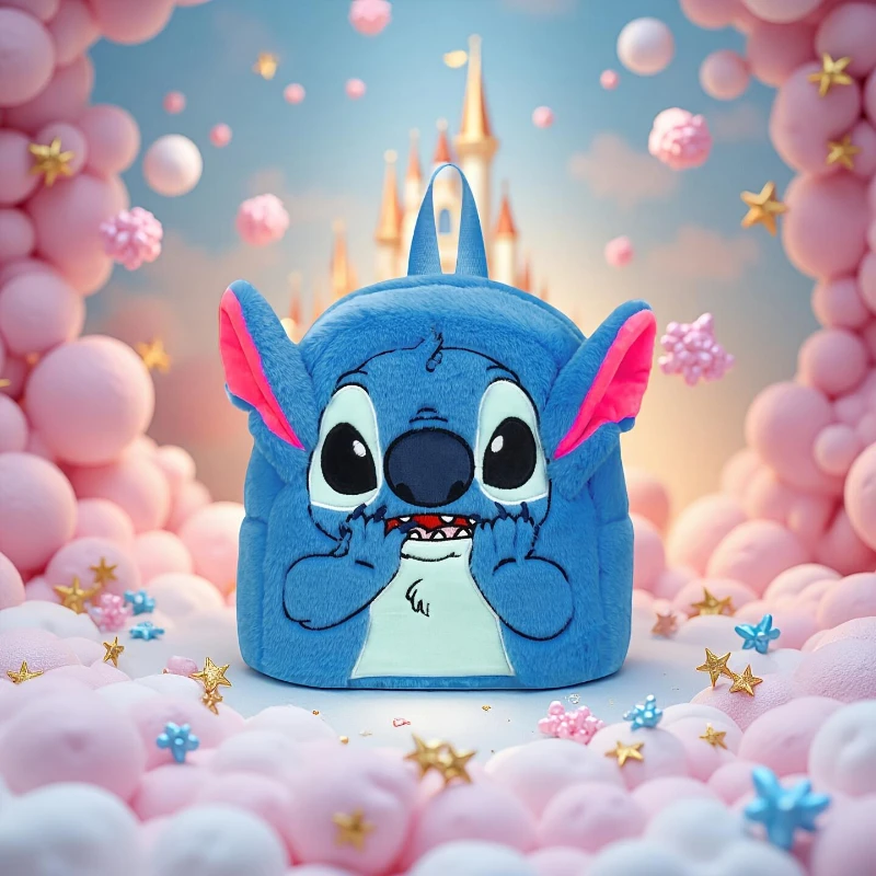 

Disney Cute Children's Schoolbag High Quality Stitch Plush New Backpack Cartoon Fashion 3d Mini Women's Backpack Large Capacity