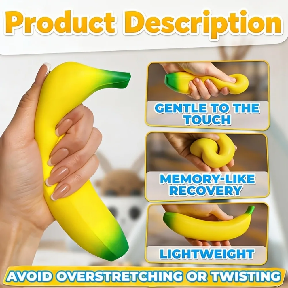 2/4 Stück Bananen-Squishy-Spielzeug aus weichem PU, langsam aufsteigender Stresskiller für Erwachsene, Büro-Schreibtisch-Deko, Kawaii Anti-Angst Hand-Fidget-Spielzeug