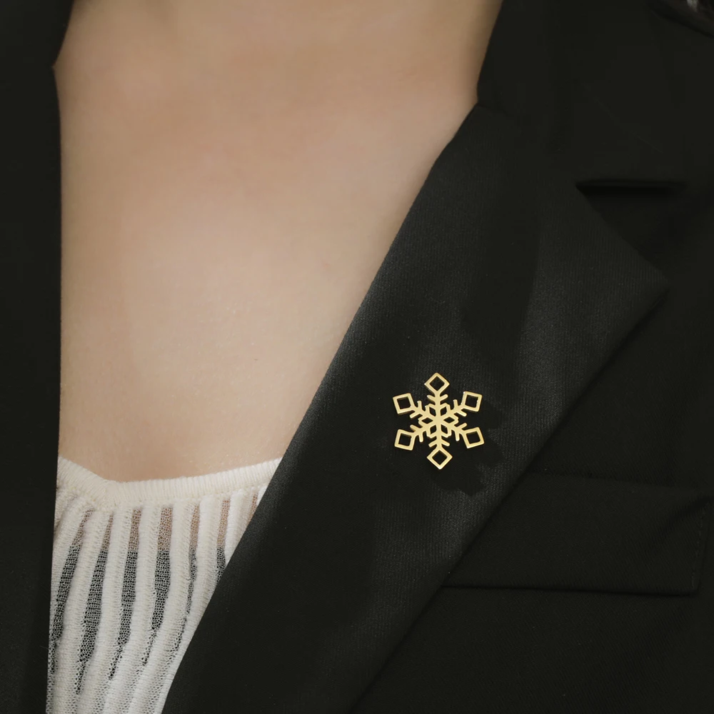 Dawapara عيد الميلاد ندفة الثلج بروش زهرة الثلج التلبيب دبوس مجوهرات من صلب لا يصدأ اكسسوارات الشتاء هدية عيد الميلاد #3