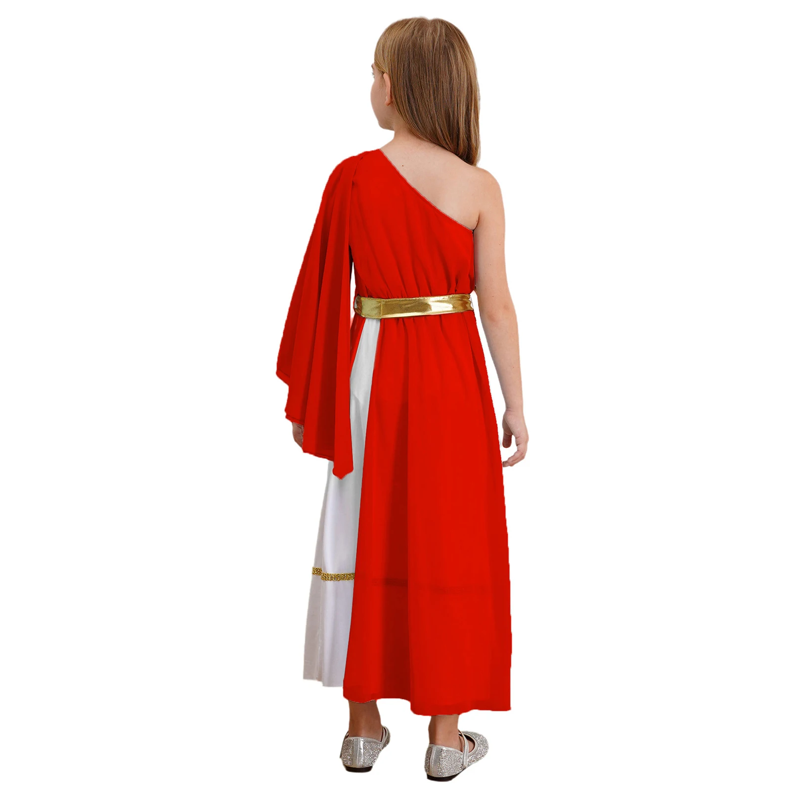 Kids Girls Halloween Toga Ancient Greek Deity Queen Cosplay Costume Roman Athenian Princess Dress Long Robe Party Gown