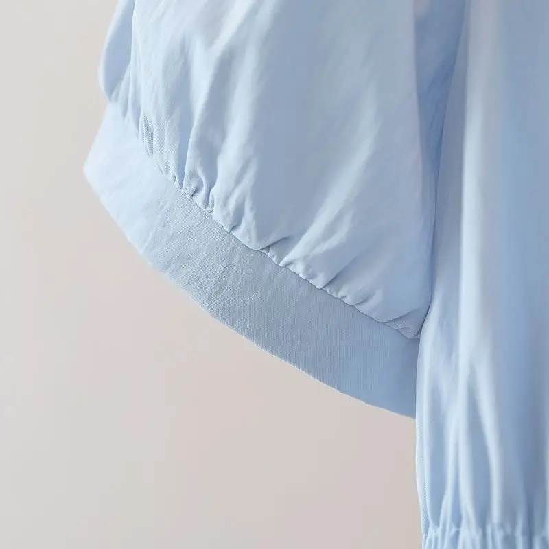 200 Pounds Plus Size Elastische Taille Büro-Damen-Trendhemd und Bluse Einfarbiges Oberteil Damenbekleidung V-Ausschnitt French Chic Basics – Detail 29